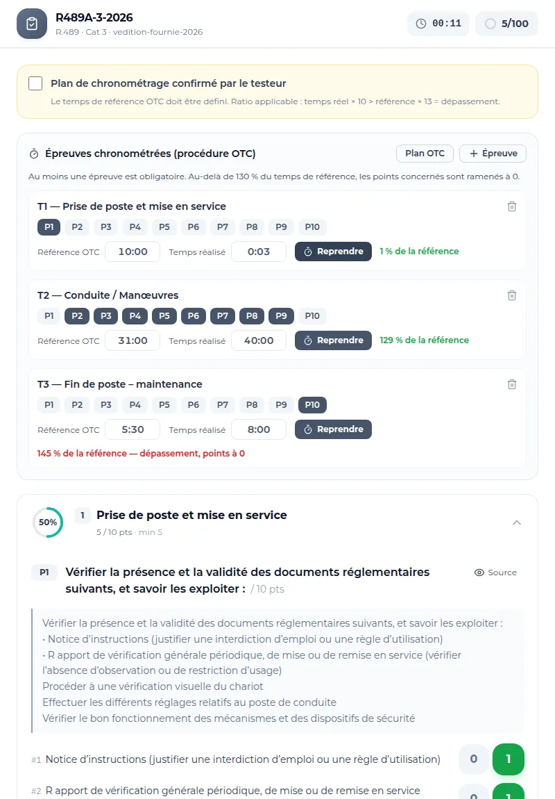 Évaluation pratique sur tablette, utilisable sans connexion